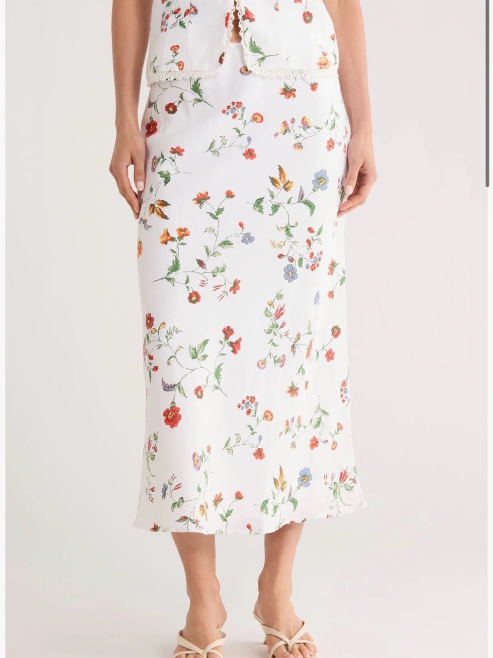 Jason Wu White Floral Midi Skirt